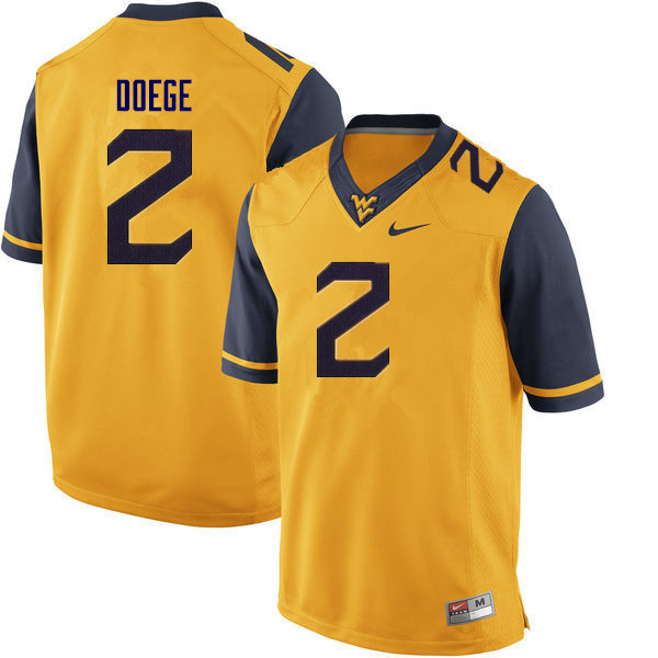 NCAA Men's Jarret Doege West Virginia Mountaineers Gold #2 Nike Stitched Football College Authentic Jersey XA23O52EH